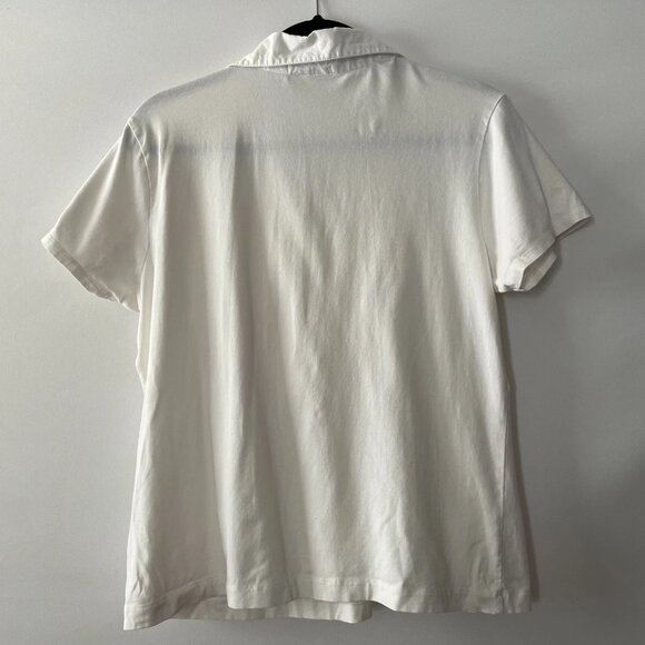 Chico's Womens White Collared Pintuck Pleated Detail Polo Tee Size 2 US Large - Picture 2 of 8